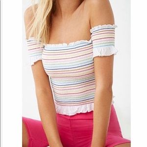 ⭐️Multi-Color smocked Crop Top⭐️